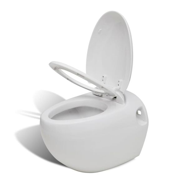 vidaXL Wall Hung Toilet White Unique Egg Design