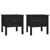 vidaXL Side Table | Set of 2 | Black | Solid Pine Wood | Small | Side Table