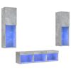 vidaXL 5 Piece TV Wall Units with LED Concrete Grey Engineered Wood