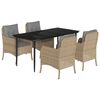 vidaXL 5 Piece Garden Dining Set with Cushions Beige Poly Rattan