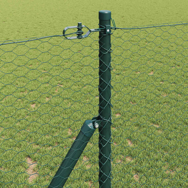 vidaXL Fence Post Green 10 x 1.4 m (25 mm mesh) Steel and PVC