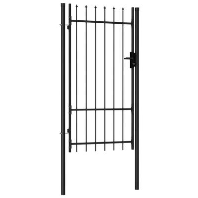vidaXL Fence Gate Single Door with Spike Top Steel 1x1.75 m Black