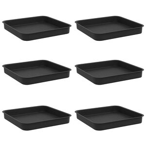 vidaXL Square Flower Tray 6 pcs Black 15 x 15 x 2 cm Plastic