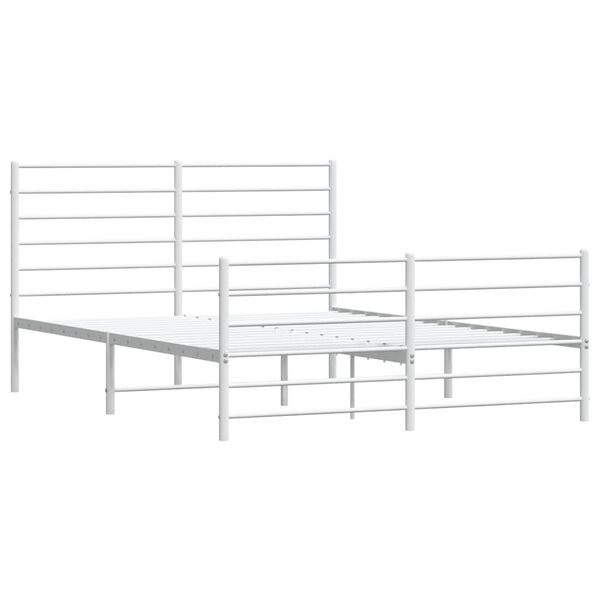 vidaXL Metal Bed Frame without Mattress with Footboard White 140x190cm