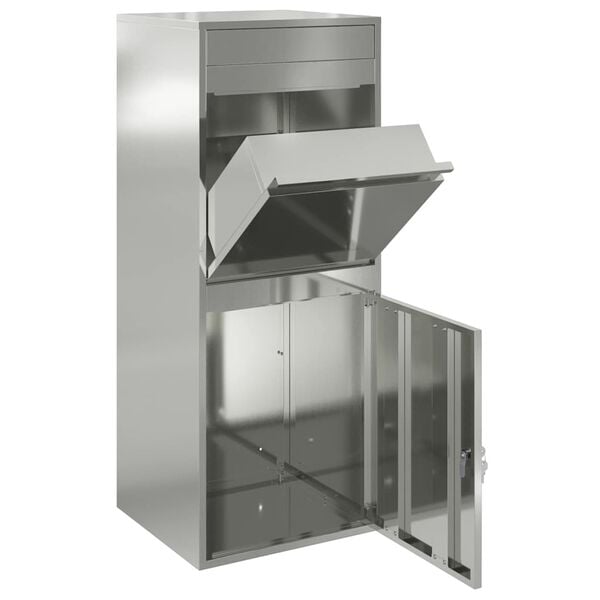 vidaXL Parcel Drop Box Black 41 x 38 x 103 cm Galvanised Steel