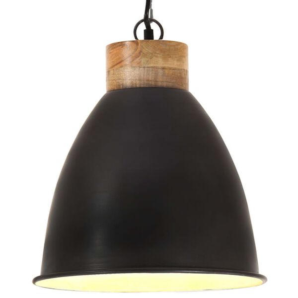 vidaXL Industrial Hanging Lamp Black Iron & Solid Wood 35 cm E27