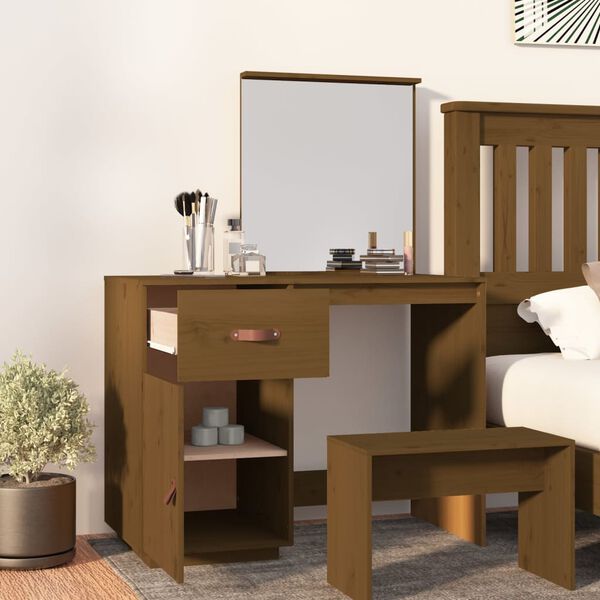 vidaXL Dressing Table Honey Brown 95x50x134 cm Solid Wood Pine