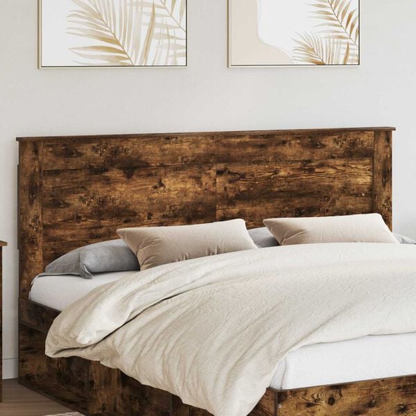 vidaXL Headboard with Headboard Smoked Oak 200 cm Engineered Wood
