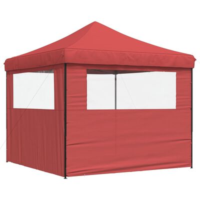 vidaXL Foldable Party Tent Pop-Up with 2 Sidewalls Burgundy