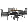 vidaXL Garden Dining Set 5 pcs Black Poly Rattan