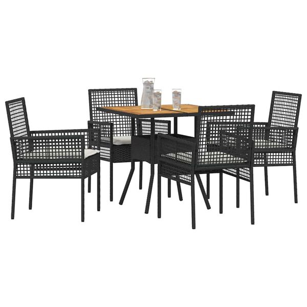 vidaXL Garden Dining Set 5 pcs Black Poly Rattan