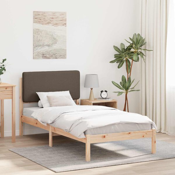 vidaXL Bed Frame with Upholstered Headboard Taupe 75 x 190 cm
