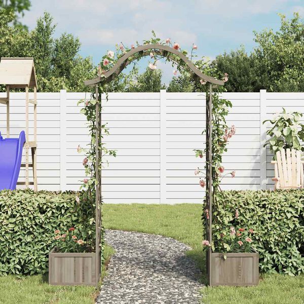 vidaXL Garden Pergola with Planter Grey Solid Firwood