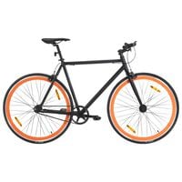 vidaXL Fixed Gear Bike Black and Orange 700c 55 cm