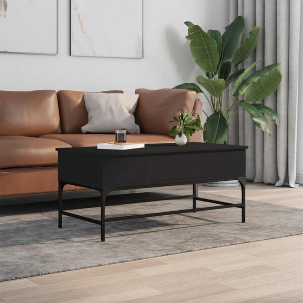 vidaXL Coffee Table Black 100x50x45 cm Engineered Wood and Metal