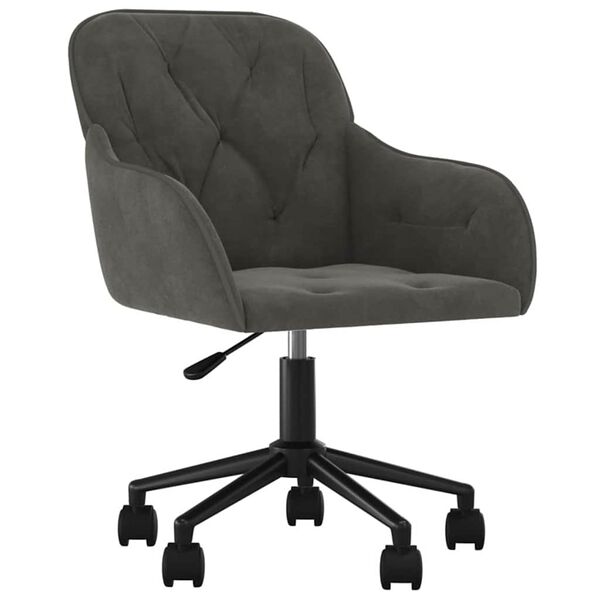 vidaXL Office Chair with Wheel Dark Grey 56 x 61.5 x 72 cm Velvet