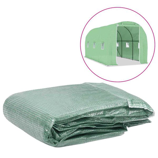 vidaXL Greenhouse Replacement Cover (9 m&sup2;) 200x450x200 cm Green