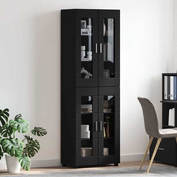 vidaXL Highboard FLORIN Black 60 x 35 x 182 cm Engineered Wood