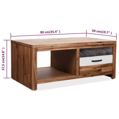 vidaXL Coffee Table Solid Acacia Wood 90x50x37.5 cm