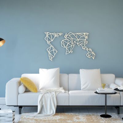 Homemania Wall Decoration World 100x58 cm Steel White