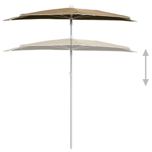 vidaXL Garden Half Parasol with Pole 180x90 cm Taupe