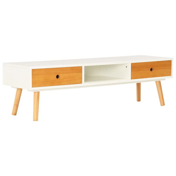 vidaXL TV Cabinet White 120x35x35 cm Solid Pinewood