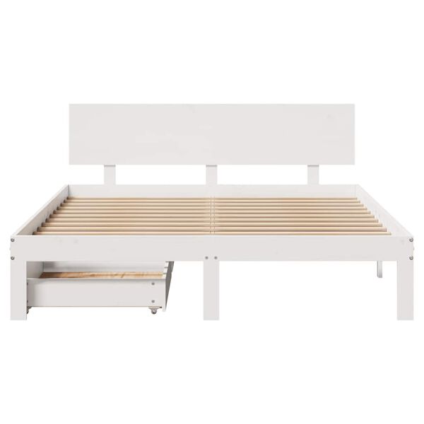 vidaXL Bed Frame with Drawers without Mattress White 135x190 cm Double