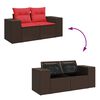 vidaXL 15 Piece Garden Sofa Set with Cushions Brown Poly Rattan Acacia