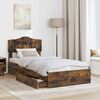 vidaXL Storage Bed with Drawer Smoked Oak 90 x 190 cm Engineered Wood
