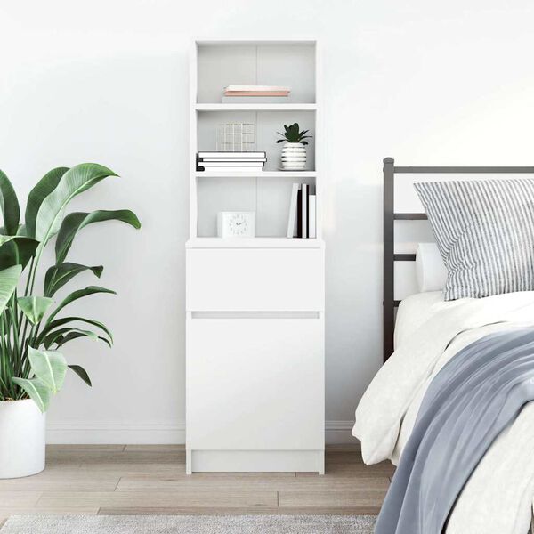 vidaXL Bedside Cabinet White 39x35x125 cm Engineered Wood