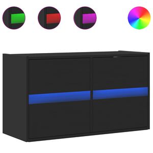vidaXL TV Wall Cabinet with LED Lights Black 80x31x45 cm