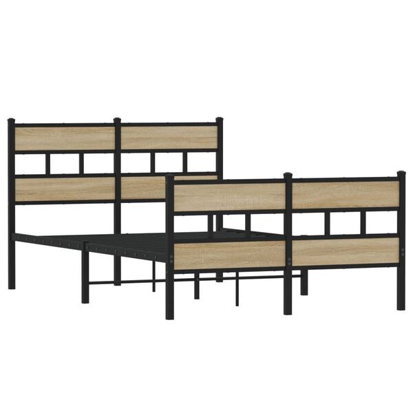 vidaXL Metal Bed Frame without Mattress Sonoma Oak 120x200 cm