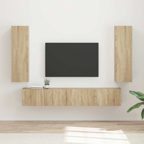 vidaXL TV Cabinet Set Wall-mounted 3 pcs Sonoma Oak Engineered Wood