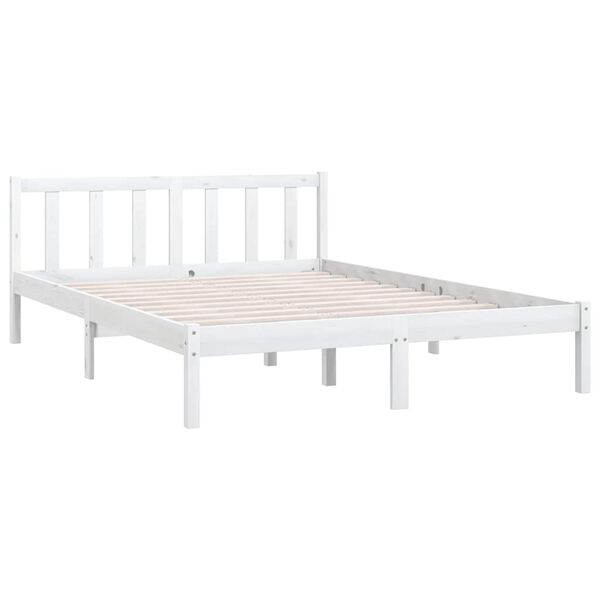 vidaXL Bed Frame without Mattress White Solid Wood 160x200 cm