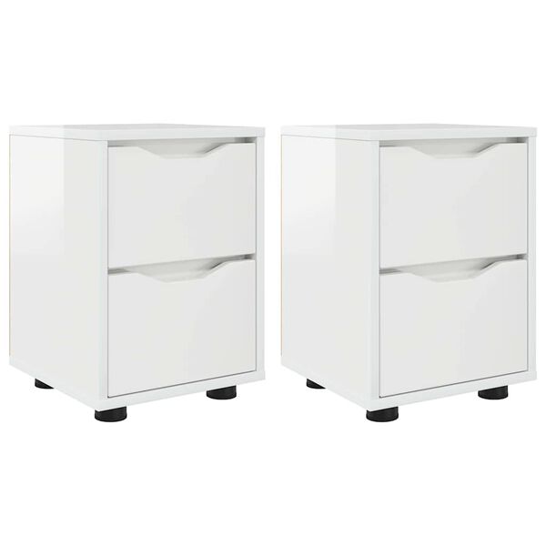 vidaXL Bedside Tables 2 pcs High Gloss White 30.5 x 30 x 43 cm