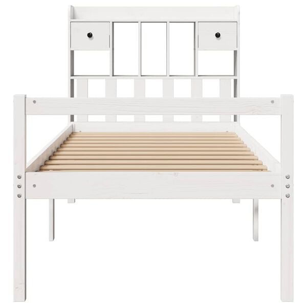 vidaXL Bookcase Bed without Mattress White 90x200 cm Solid Wood Pine