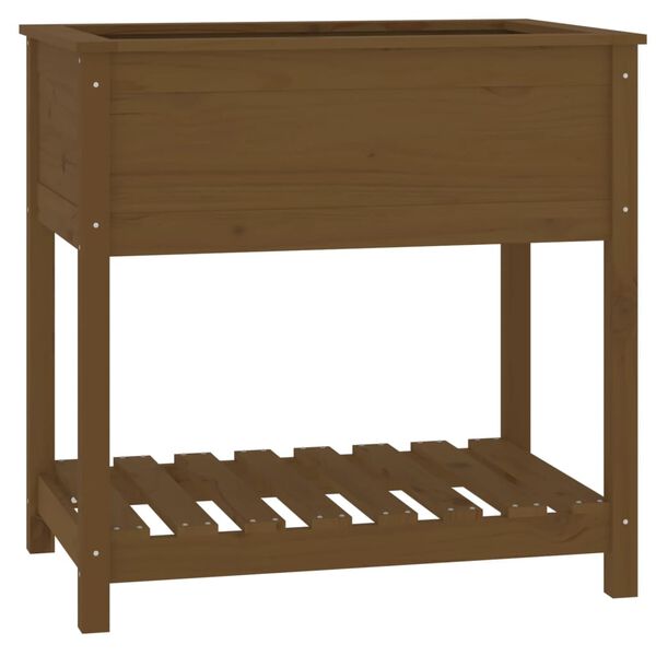 vidaXL Planter with Shelf Honey Brown 82.5x54x81 cm Solid Wood Pine
