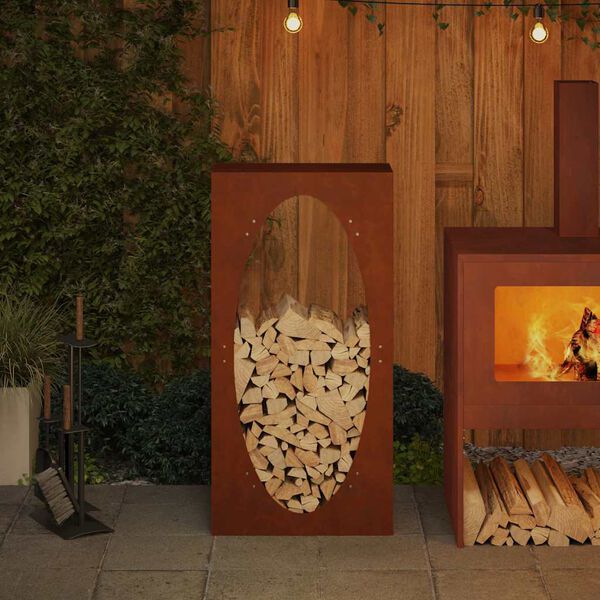 vidaXL Firewood Rack 50x23x100 cm Weathering Steel