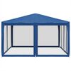 vidaXL Party Tent with 8 Mesh Sidewalls Blue 4x4 m HDPE