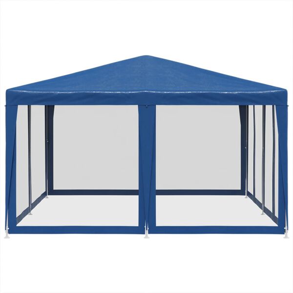 vidaXL Party Tent with 8 Mesh Sidewalls Blue 4x4 m HDPE