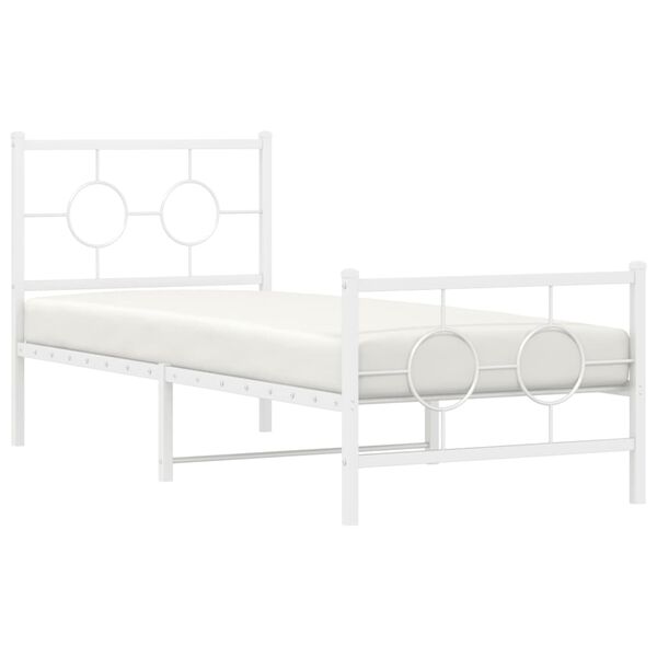 vidaXL Metal Bed Frame without Mattress with Footboard White 80x200cm