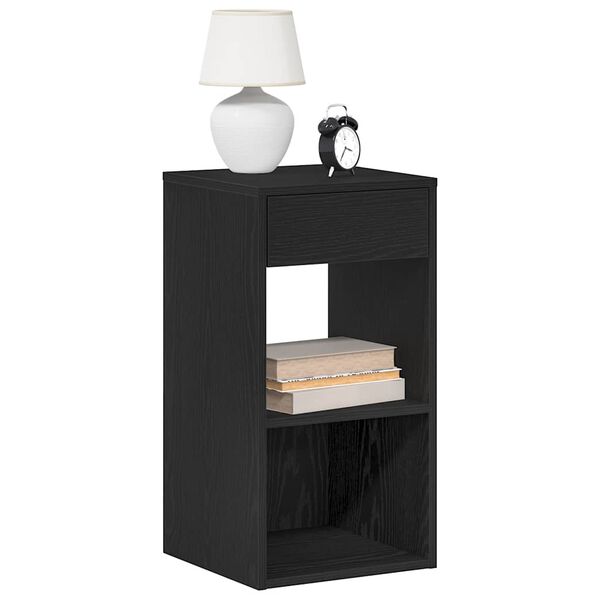 vidaXL Bedside Cabinets with Drawer 2 pcs Black Oak 35x34x66.5 cm