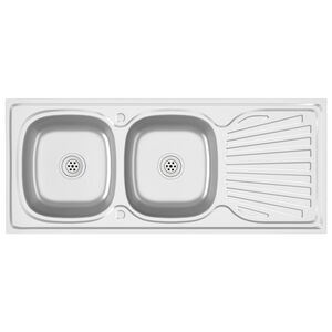 vidaXL Kitchen Sink with Double Sinks Silver 1200x500x155 mm Stainless Steel