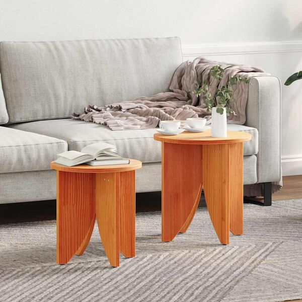 vidaXL Coffee Table 2 pcs Wax Brown