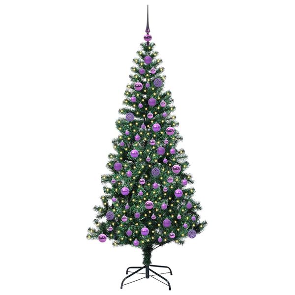 vidaXL Artificial Pre-lit Christmas Tree Green 180 cm PVC and Metal