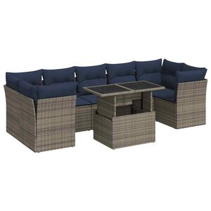 vidaXL 8 Piece Garden Sofa Set with Cushions Grey Poly Rattan Acacia