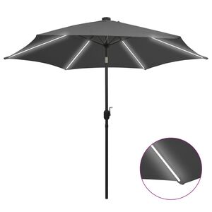 vidaXL Garden Parasol with LED Lights and Aluminium Pole 300 cm Anthracite