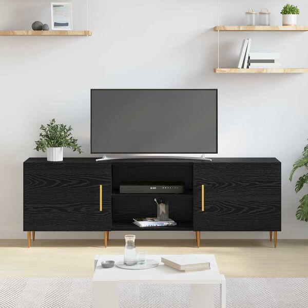 vidaXL TV Cabinet Black oak 150 x 30 x 50 cm Engineered wood