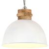 vidaXL Industrial Hanging Lamp White Round 50 cm E27 Solid Mango Wood
