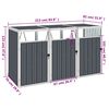 vidaXL Triple Garbage Bin Shed Grey 213x81x121 cm Steel